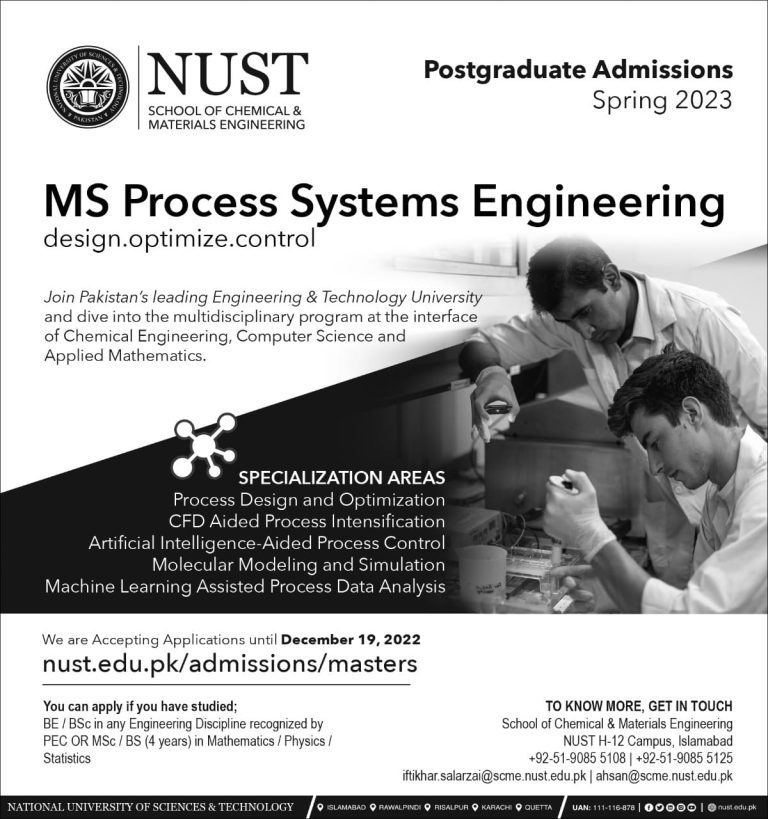 Postgraduate Admissions Spring 2023 – National University of Sciences